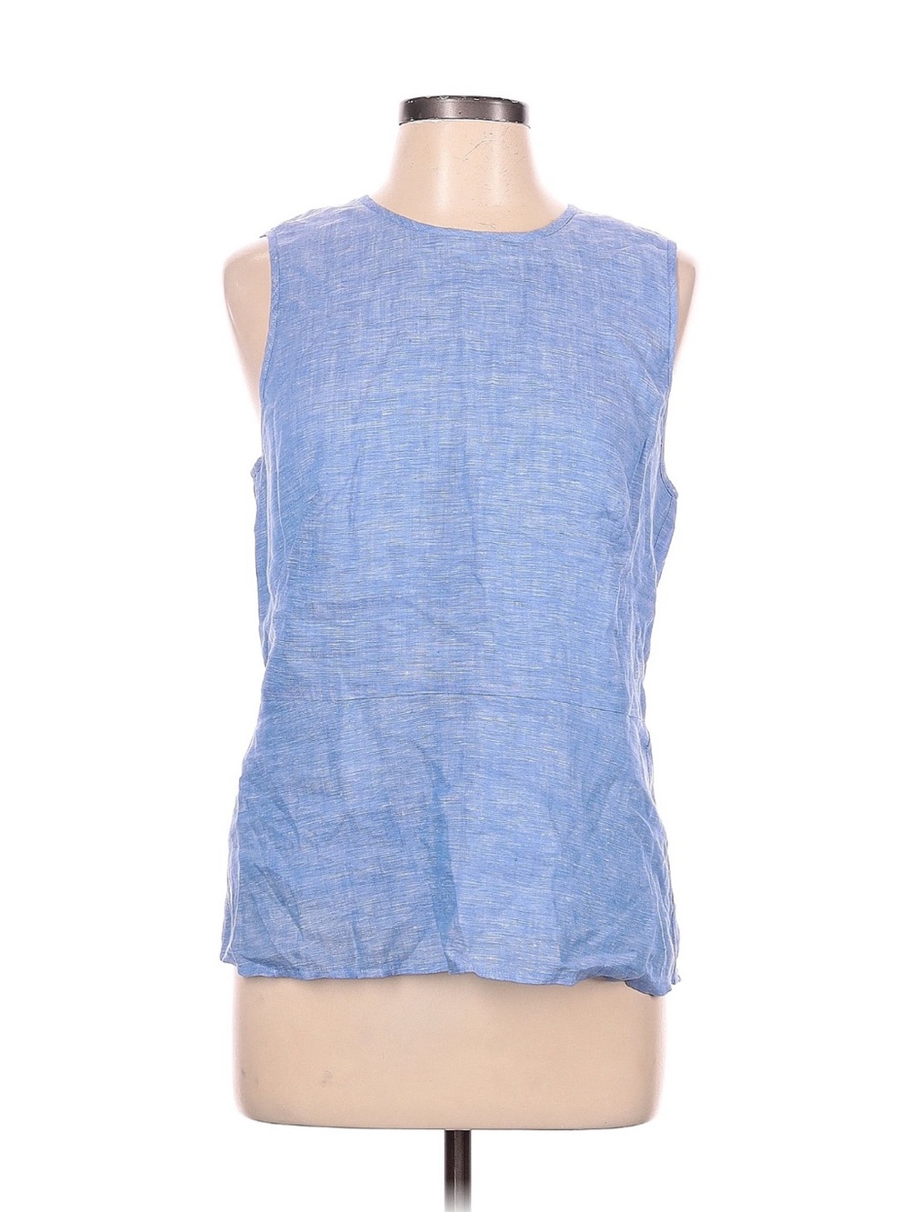 Ann Taylor Light Blue Linen-Blend Sleeveless Tank